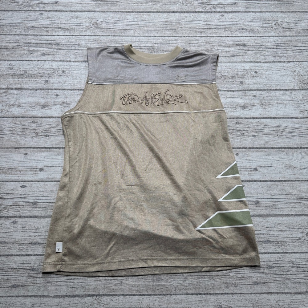 Y2K Reebok Allen Iverso Shirt Men's Small Tan Sleeveless The Answer AI3 Graphic